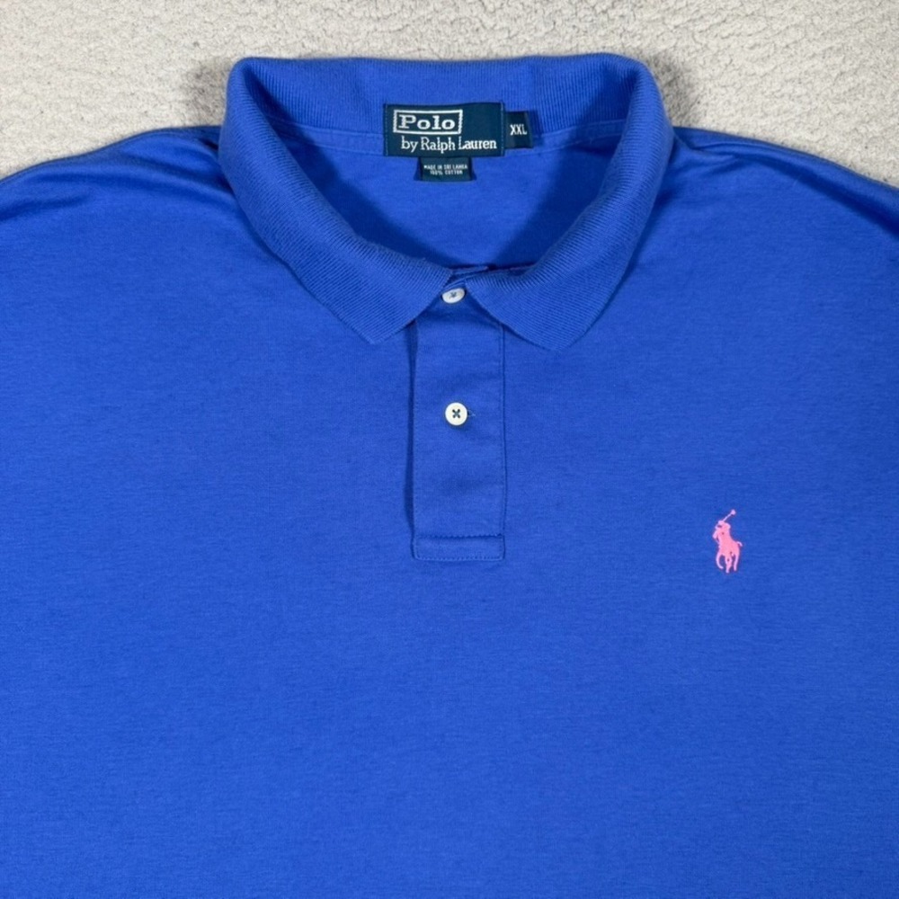 Ralph Lauren Shirt Mens XXL Blue Golf Polo 100% Cotton Pony Logo Casual Preppy
